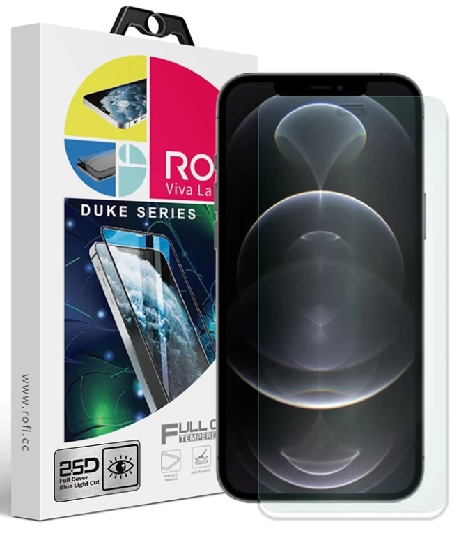 Защитное стекло Rofi Duke 2.5D для iPhone 12 Pro / iPhone 12 полноразмерное, прозрачное