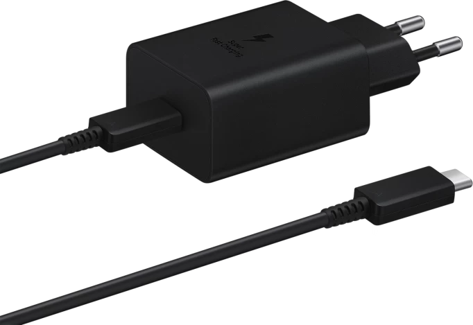 Сетевое зарядное устройство Samsung USB-C 45W + Cable Type-C to Type-C, Чёрное (EP-T4510)