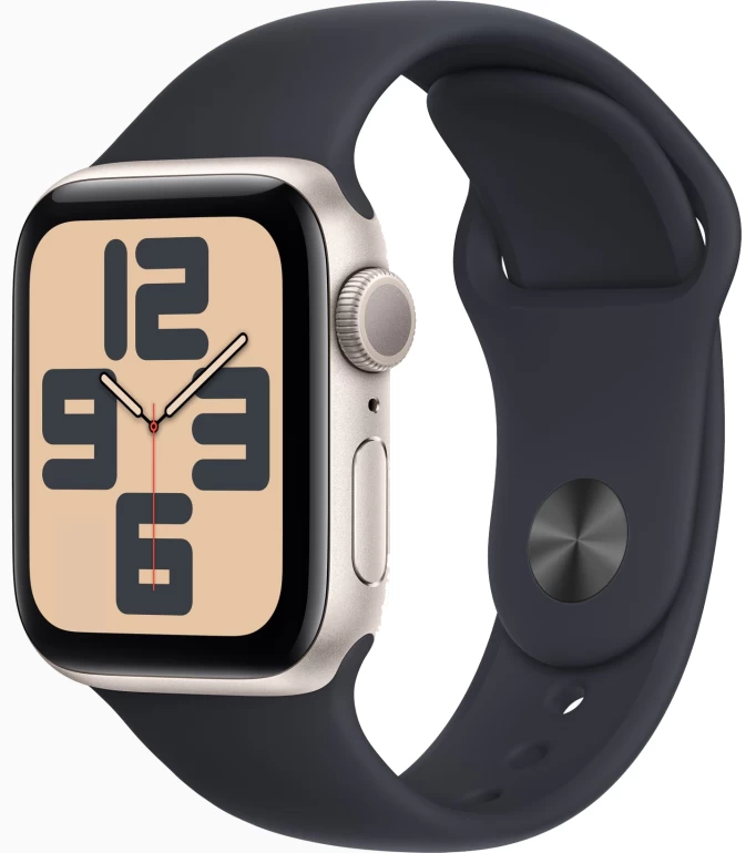 Apple Watch SE 2023, 40 мм, алюминий цвета "сияющая звезда", Midnight Sport Band, размер M/L (MRTQ3)