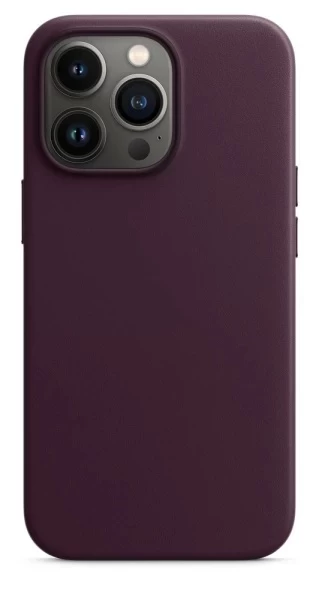 Накладка Leather Case With MagSafe для iPhone 13 Pro, Dark Cherry