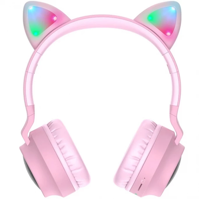 Беспроводные наушники Hoco W27 Cat ear, Розовые