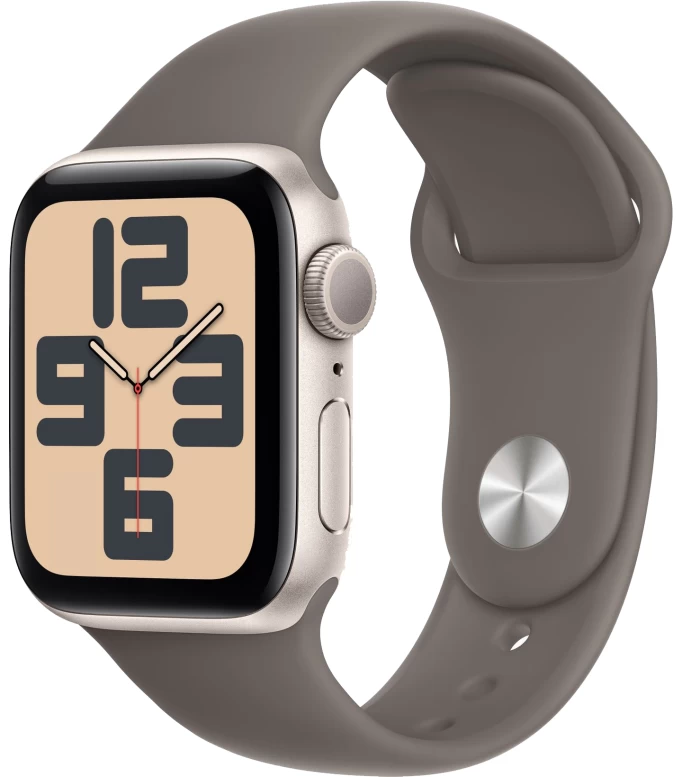 Apple Watch SE 2023, 40 мм, алюминий цвета "сияющая звезда", Clay Sport Band, размер M/L (MRTQ3)