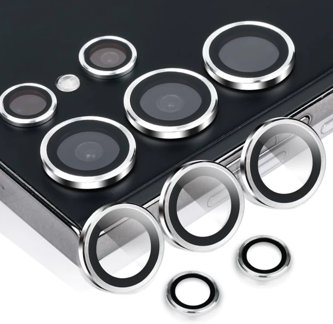 Защитное стекло на камеру Anank AR Circle Lens Guard для Samsung S23 Ultra, Серебристое