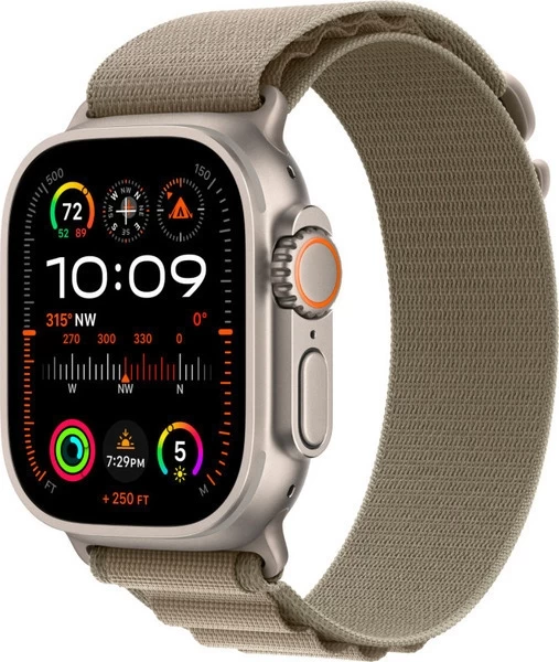 Apple Watch Ultra 2 GPS+Cellular 49mm, ремешок "Olive Alpine Loop" размер S 130-145 mm (MREX3)