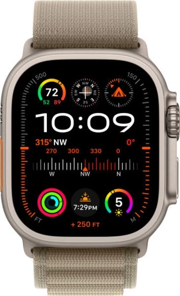 Apple Watch Ultra 2 GPS+Cellular 49mm, ремешок "Olive Alpine Loop" размер S 130-145 mm (MREX3)