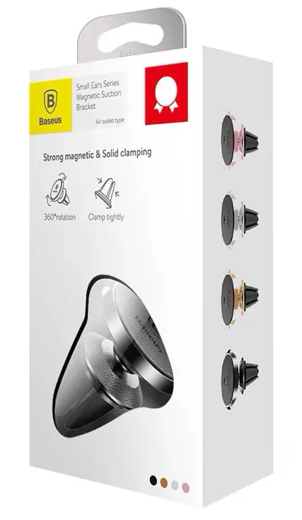 Держатель Baseus Small Ears Series Air Outlet Magnetic Bracket Genuine Leather Type, Чёрный (SUER-E01)
