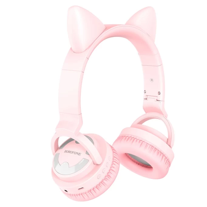 Беспроводные наушники Borofone BO15 Cat ear, Розовые