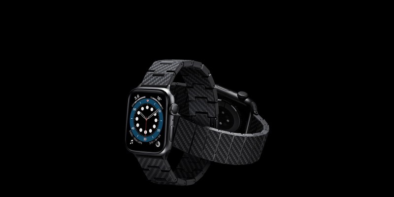 Карбоновый браслет Pitaka для Apple Watch 42/44mm, Чёрный